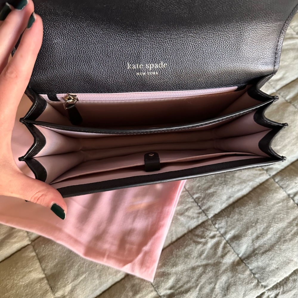 Kate Spade Black Locket Large Flap Shoulder Bag - Picture 8 of 10